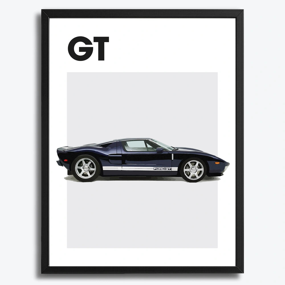 Ingelijste Poster Ford GT (A3) | Crni, Bijeli of Hout