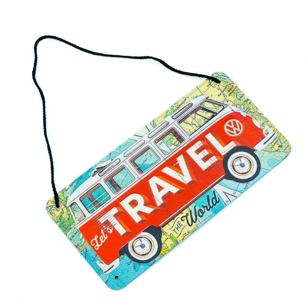 Metalen wandbord Volkswagen Bulli Let's Travel Hangend | Nostalgic-Art