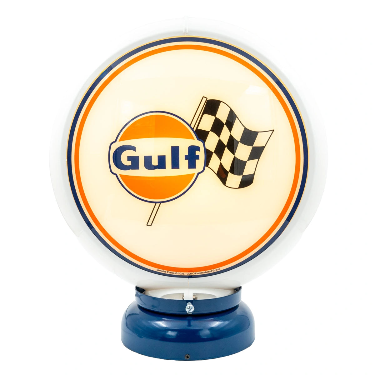 Benzinepomp Globe Logo + Race Vlag Bijeli/Plavi - Gulf