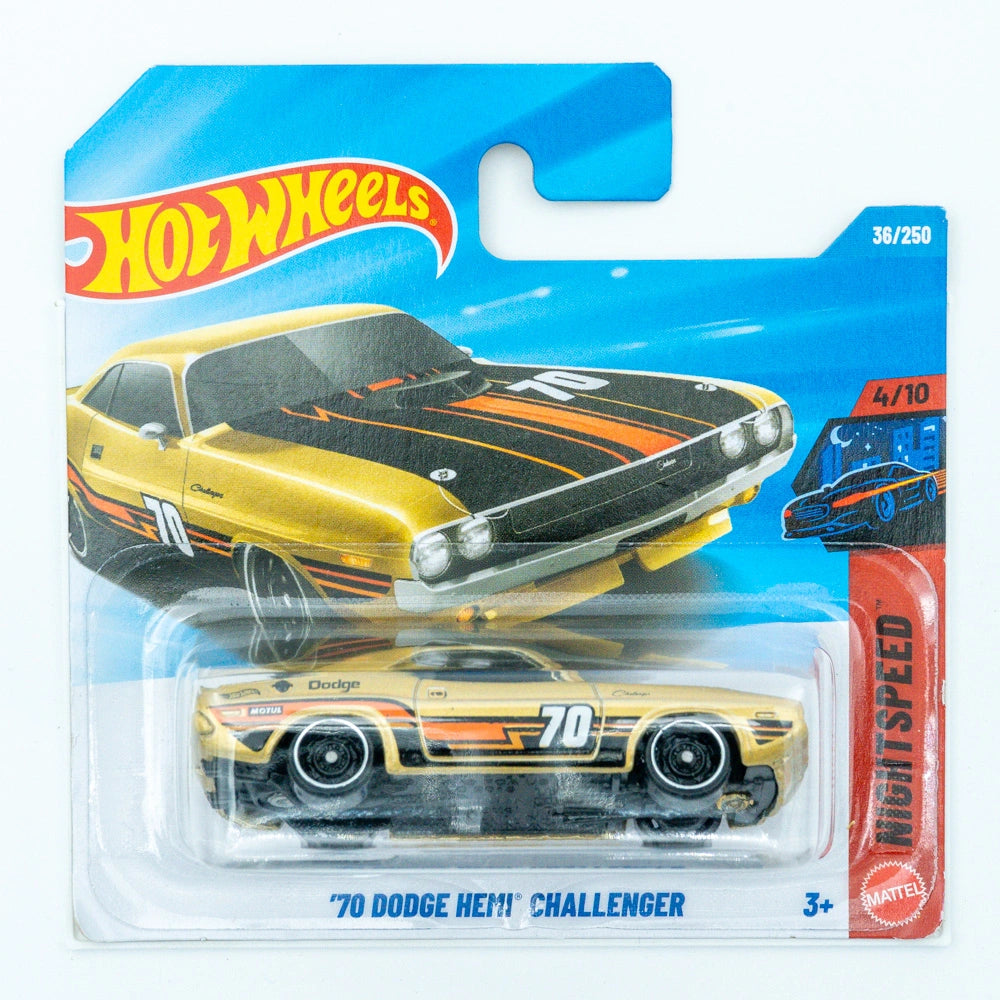 Hot Wheels '70 Dodge Hemi Challenger geel |