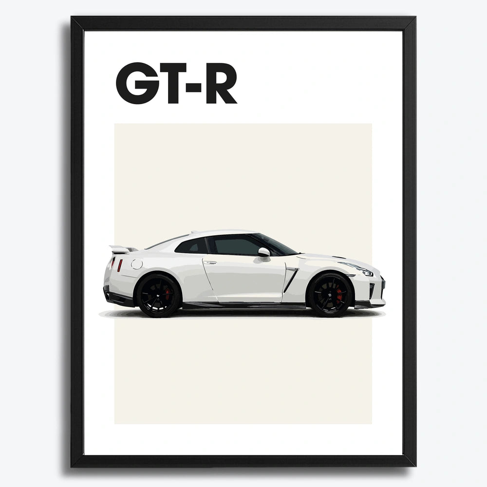Ingelijste Poster Nissan GT-R (A3) | Crni, Bijeli of Hout