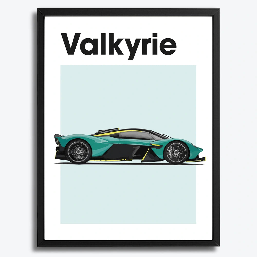 Ingelijste Poster Aston Martin Valkyrie (A3) | Crni, Bijeli of Hout