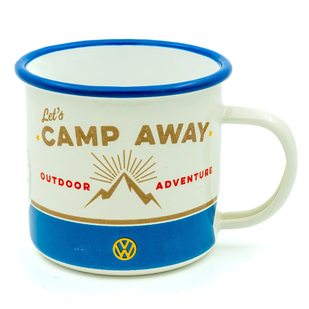 Emaille beker Volkswagen Bulli let's camp away | Nostalgic-Art