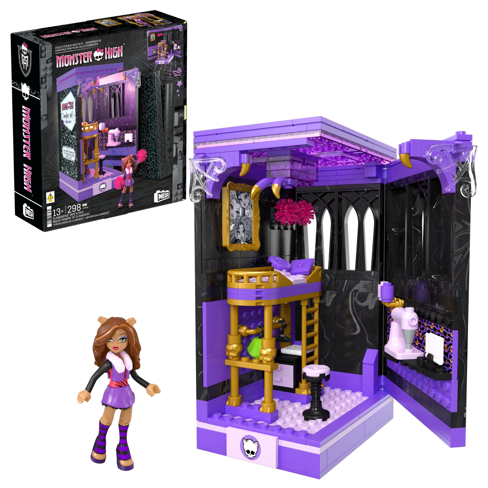 MEGA Monster High Clawdeen's Boo-k Den Building Toy Kit