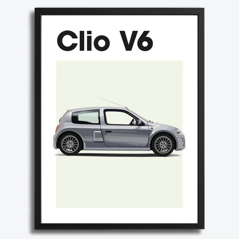 Ingelijste Poster Renault Clio V6 (A3) | Crni, Bijeli of Hout