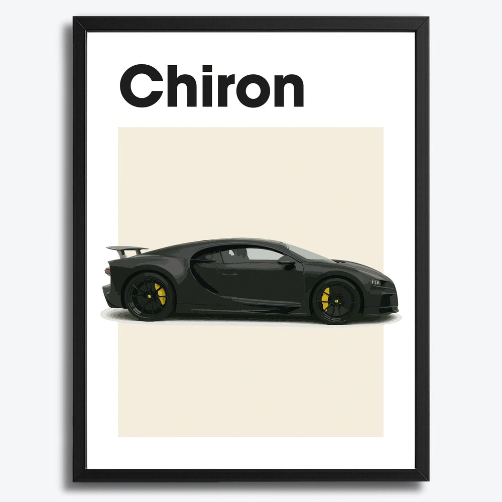 Ingelijste Poster Bugatti Chiron (A3) | Crni, Bijeli of Hout