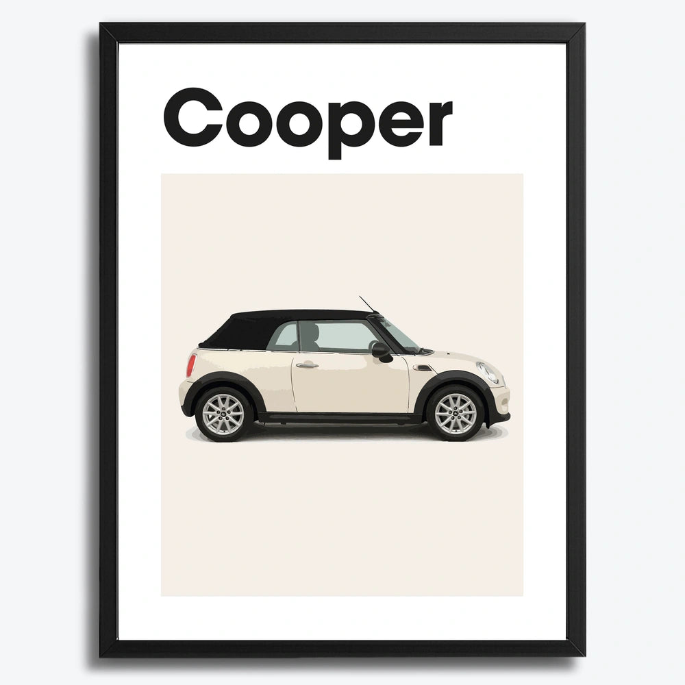 Ingelijste Poster Mini Cooper (A3) | Crni, Bijeli of Hout