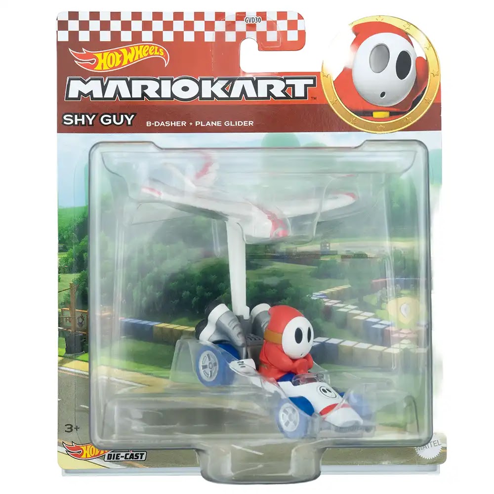 Hot Wheels Premium Shy Guy B-Dasher + Plane Glider Bijeli | Mario Kart