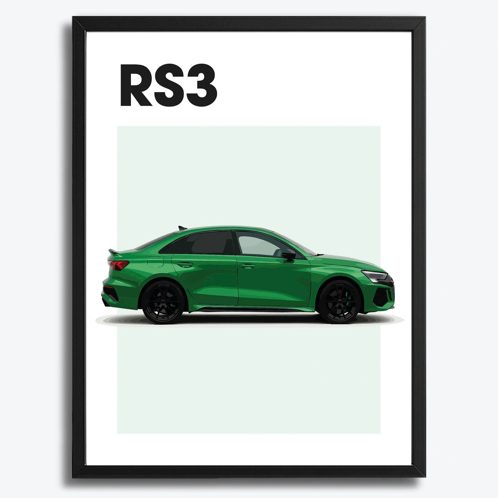 Ingelijste Poster Audi RS3 (A3) | Crni, Bijeli of Hout