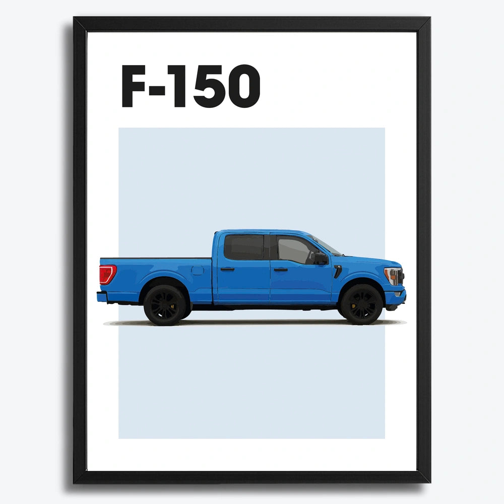 Ingelijste Poster Ford F-150 (A3) | Crni, Bijeli of Hout