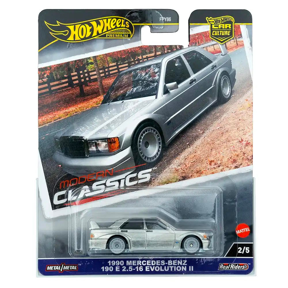 Hot Wheels Premium 1990 Mercedes-Benz 190 E 2.5-16 Evolution II Sivi | Modern Classics 2/5