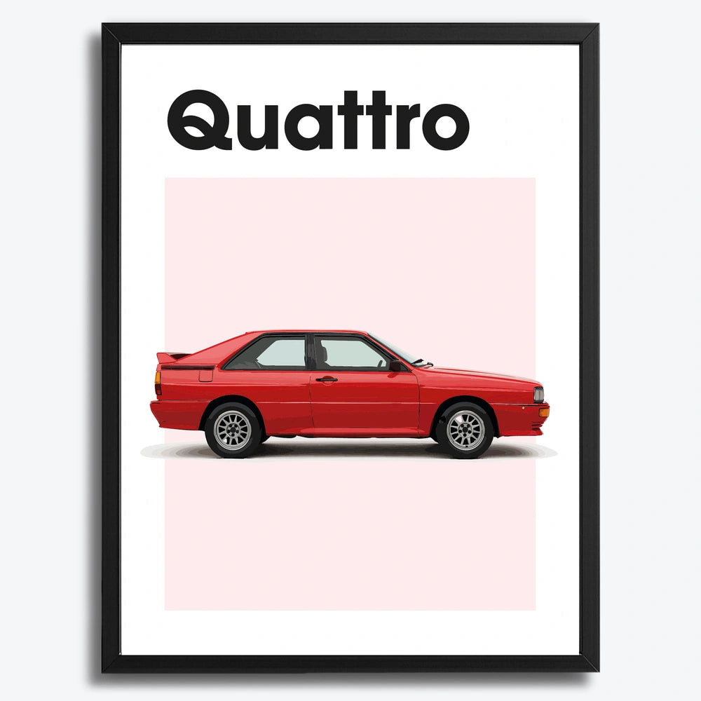 Ingelijste Poster Audi Quattro (A3) | Crni, Bijeli of Hout