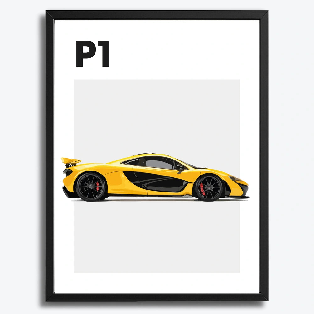 Ingelijste Poster McLaren P1 (A3) | Crni, Bijeli of Hout