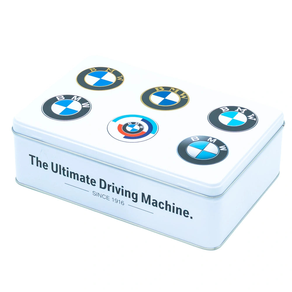 Tinnen blik BMW logo evolution plat | Nostalgic-Art