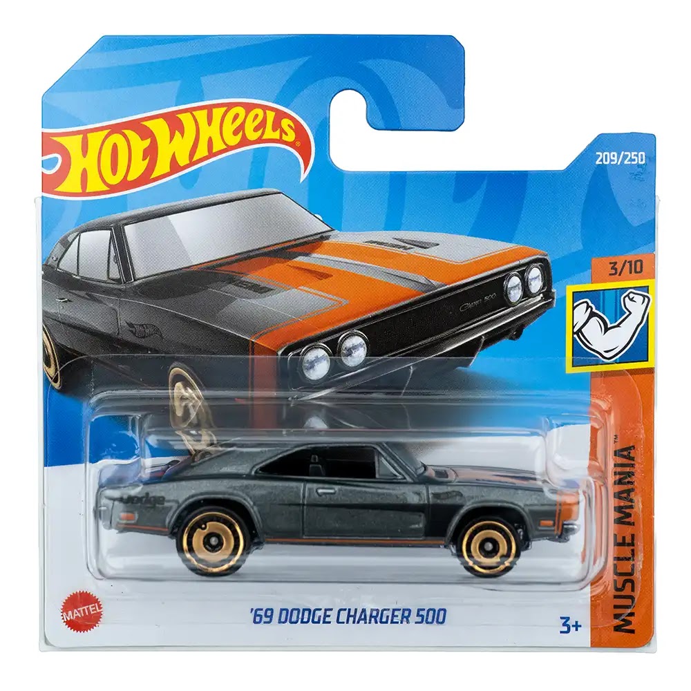 Hot Wheels '69 Dodge Charger 500 Sivi |