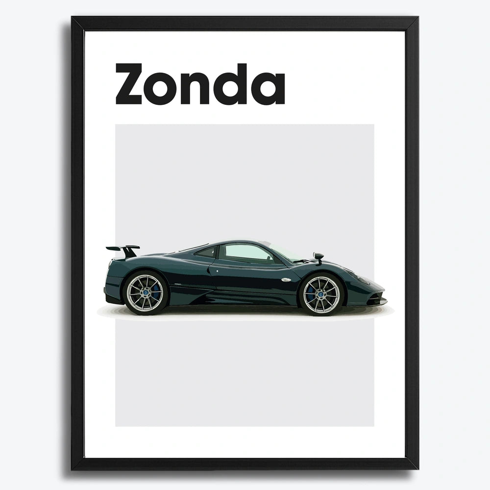 Ingelijste Poster Pagani Zonda (A3) | Crni, Bijeli of Hout